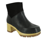 JOSI BLACK LEATHER CLOG PLATFORM BOOT