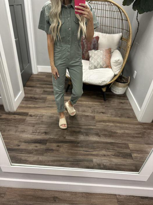 WASHED OLIVE FREE PEOPLE MARCI JUMPSUIT