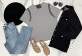 GREY STRIPE DETAIL TOP