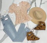 IVORY AND ALMOND SMOCK BLOUSE