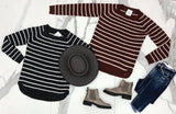 CHARCOAL TEXTURE STRIPE SWEATER