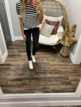 BLACK MIX STRIPE SWEATER TOP