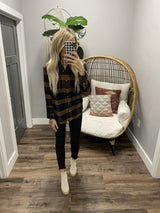 DALTON BLACK AND CAMEL PLAID TOP