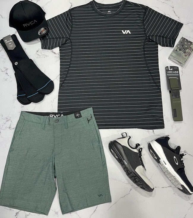 RVCA BACK IN 19" HYBRID SHORTS HUNTER GREEN