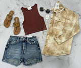 MAUVE RIBBED CROP