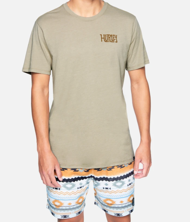 KHAKI HURLEY MENS GRAHIC TEE