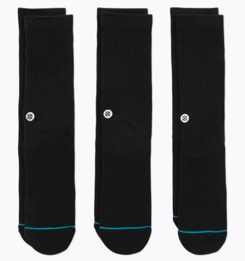 BLACK ICON 3 PACK STANCE SOCKS