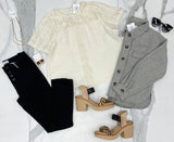 CREAM LACE DETAL BLOUSE