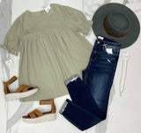 SAGE TRIM LACE BLOUSE