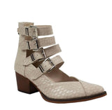 IVORY CROC 4 BUCKLE BOOTIE