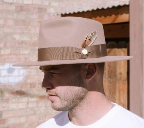 TWO ROADS HAT CO CORKTOWN FEDORA HAT – BROWN