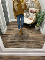 MUSTARD STRIPE HOODED TOP