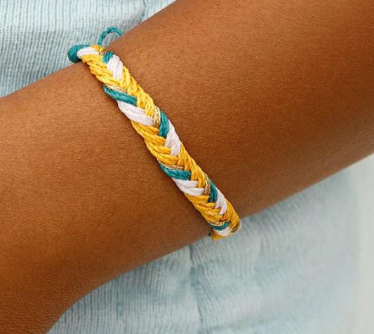 TEAL AND GOLD FISHTAIL BRAID PURA VIDA