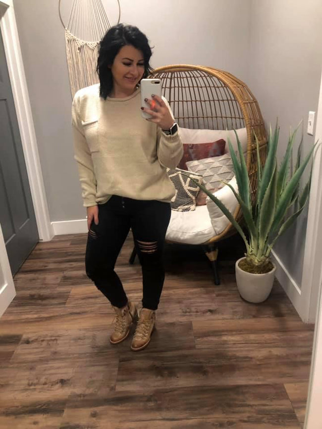NATURAL KNIT SWEATER TOP