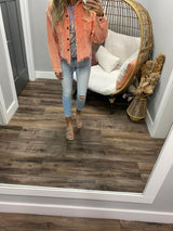CORAL ORANGE CORDED JACKET