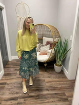 TEAL FLORAL MAXI SKIRT