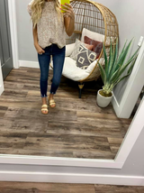 NEUTRAL SMOCKED FLORAL BLOUSE