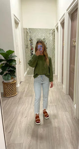 OLIVE SWISS DOT LONG SLEEVE BLOUSE