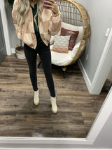 KENZI NEUTRAL CORDED CHECKERED COAT