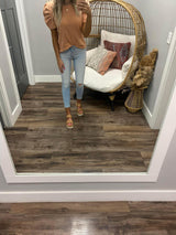 PEACH RIBBED PUFF SLEEVE TOP