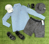 MENS SALT LIFE HEATHER BLUE QUARTER ZIP TOP