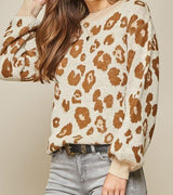 CAMEL LEOPARD SWEATER