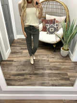 Cream taupe and rust colorblock sweater