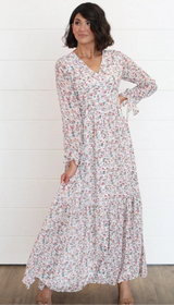 DUSTY IVORY FLORAL MAXI DRESS