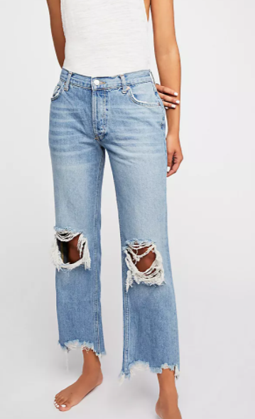 FREE PEOPLE MID RISE STRAIGHT LEG JEANS