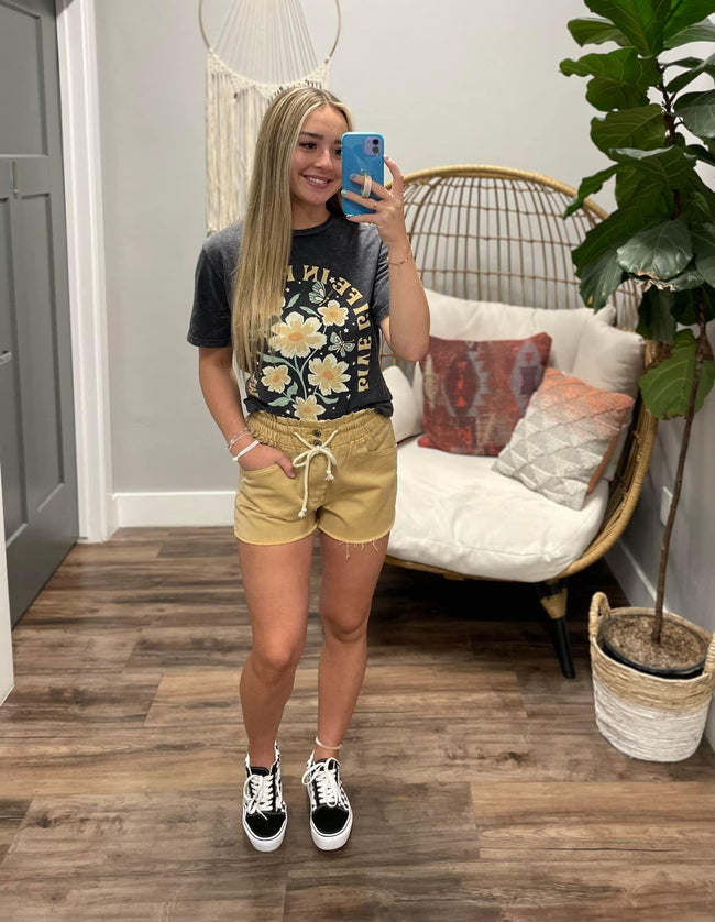 CHARCOAL WASHED FULL BLOOM GRAPHIC TEE