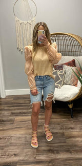 PEACH KNIT LONG SLEEVE SWEATER TOP