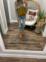 MUSTARD PATTERNED BUTTON SWEATER TOP