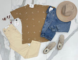 CAMEL EMBROIDERED FLORAL TEE