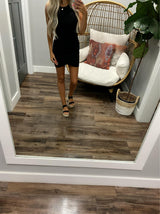 BLACK RUCHED TANK DRESS