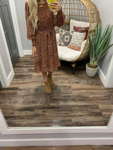 RUST AND LAVENDER FLORAL DRESS
