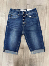 MID WASH BUTTON FRONT NON DISTRESSED BERMUDA SHORT