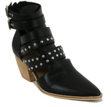 BLACK STUDDED STRAP BOOTIES