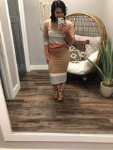 TAUPE STRIPE SKIRT