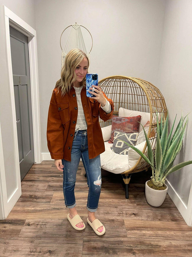 RUST BUTTON DOWN JACKET