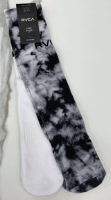 RVCA TIE DYE/WHITE 2 PACK CREW SOCKS