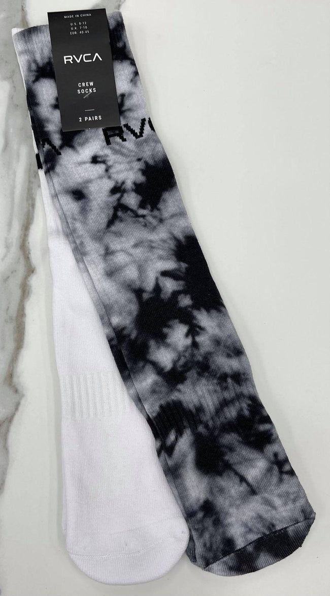 RVCA TIE DYE/WHITE 2 PACK CREW SOCKS