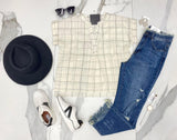 CREAM GRID BLOUSE TOP