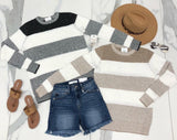 CHARCOAL KNIT STRIPE SWEATER