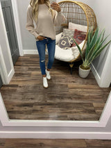 OATMEAL KNIT PATTERNED SWEATER TOP