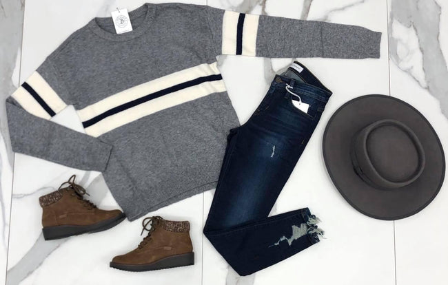 GREY COLORBLOCK SWEATER