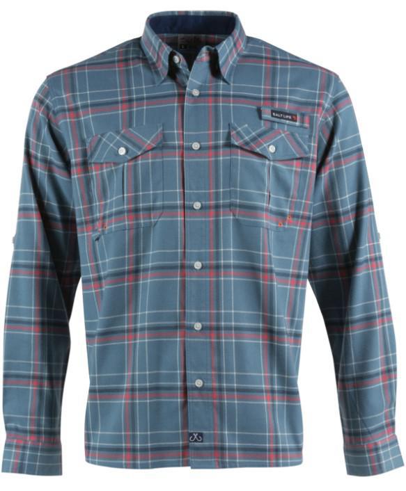 MENS SALT LIFE COASTAL BLUE PERFORMANCE FLANNEL