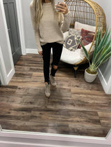 TAUPE STRIPE SWEATER TOP
