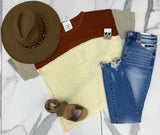 RUST AND CREAM SWEATER TOP