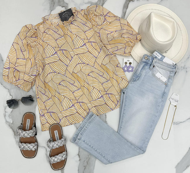 MAUI GIRL MOCK NECK BLOUSE