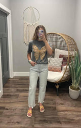 STONE GREY WASHED BUTTERFLY TEE
